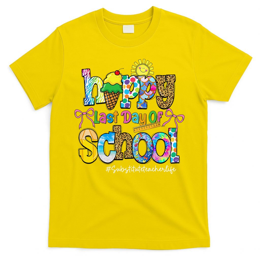 Happy Last Day Of School Substitute Teacher Life Leopard T-Shirt