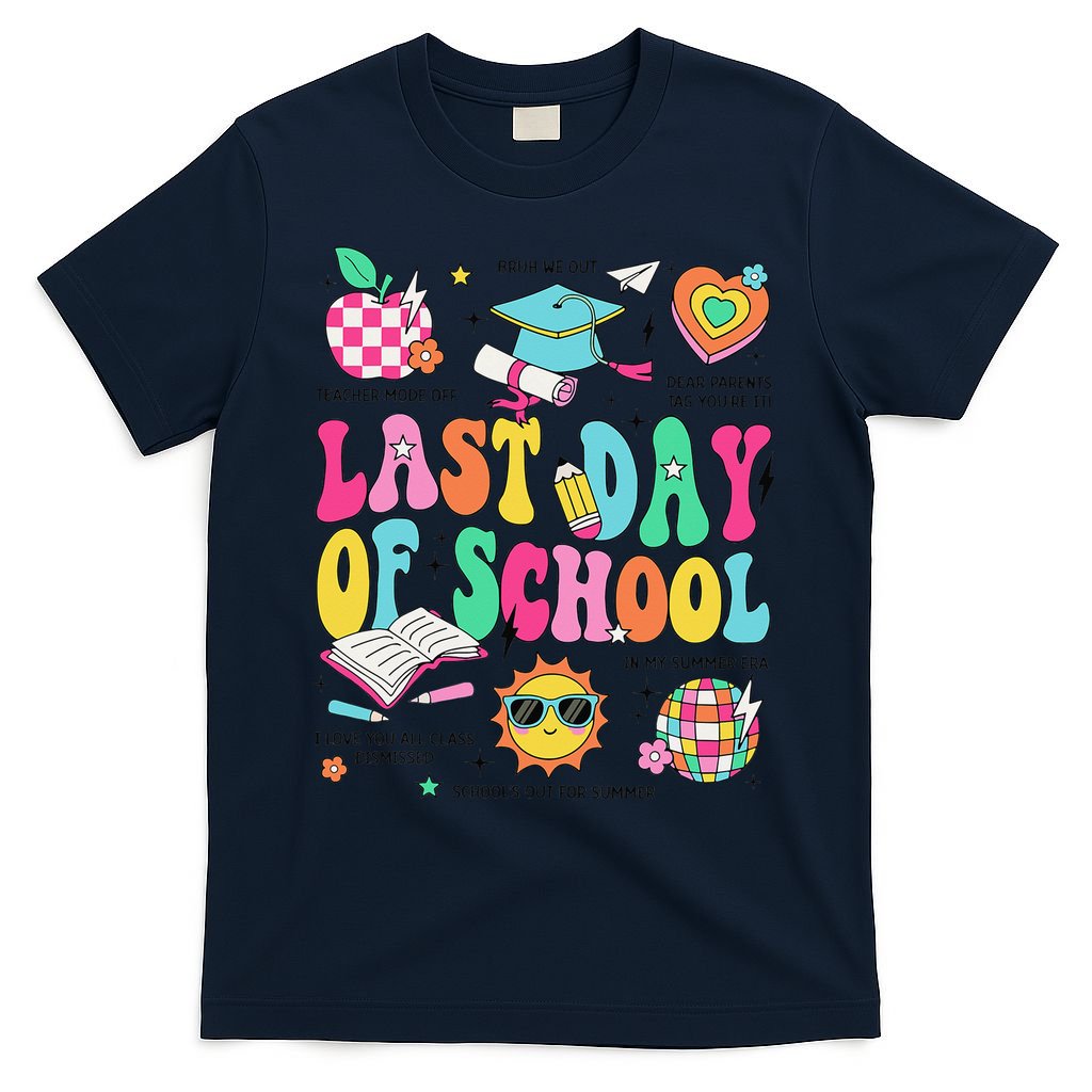 Happy Last Day Of School Teacher Girl Grad Hello Summer T-Shirt