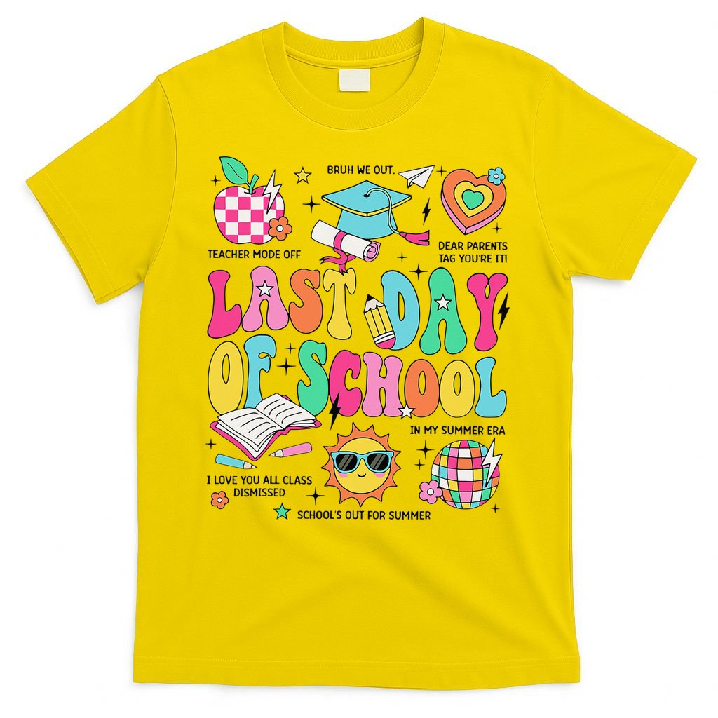 Happy Last Day Of School Teacher Girl Grad Hello Summer T-Shirt