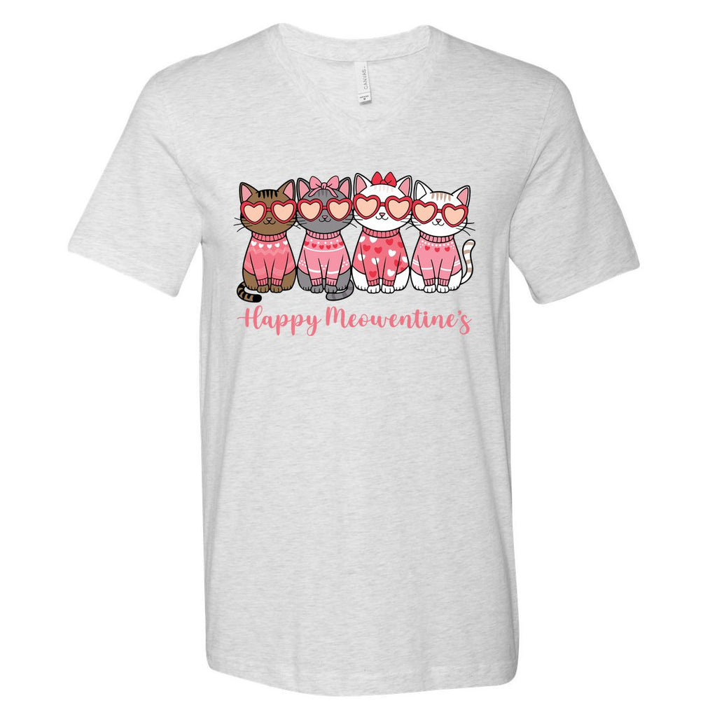 Happy MoewentineS Valentine Cat Funny Lover V-Neck T-Shirt