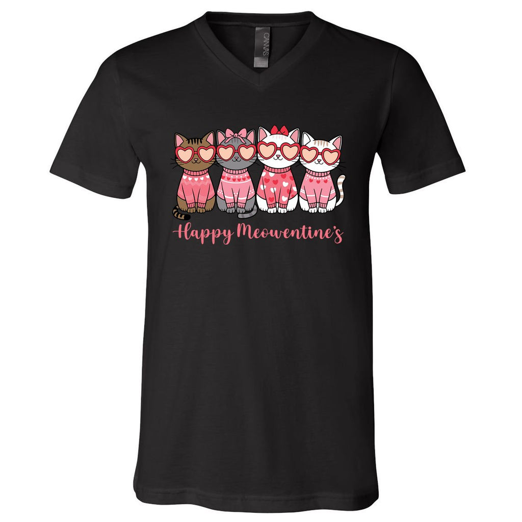Happy MoewentineS Valentine Cat Funny Lover V-Neck T-Shirt