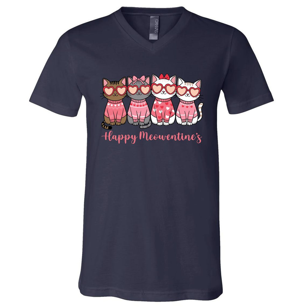 Happy MoewentineS Valentine Cat Funny Lover V-Neck T-Shirt