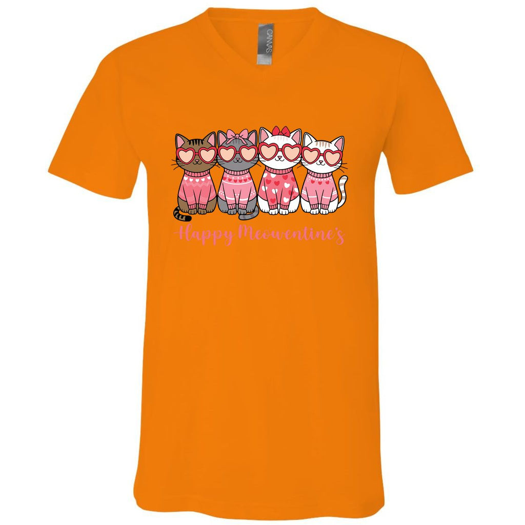 Happy MoewentineS Valentine Cat Funny Lover V-Neck T-Shirt