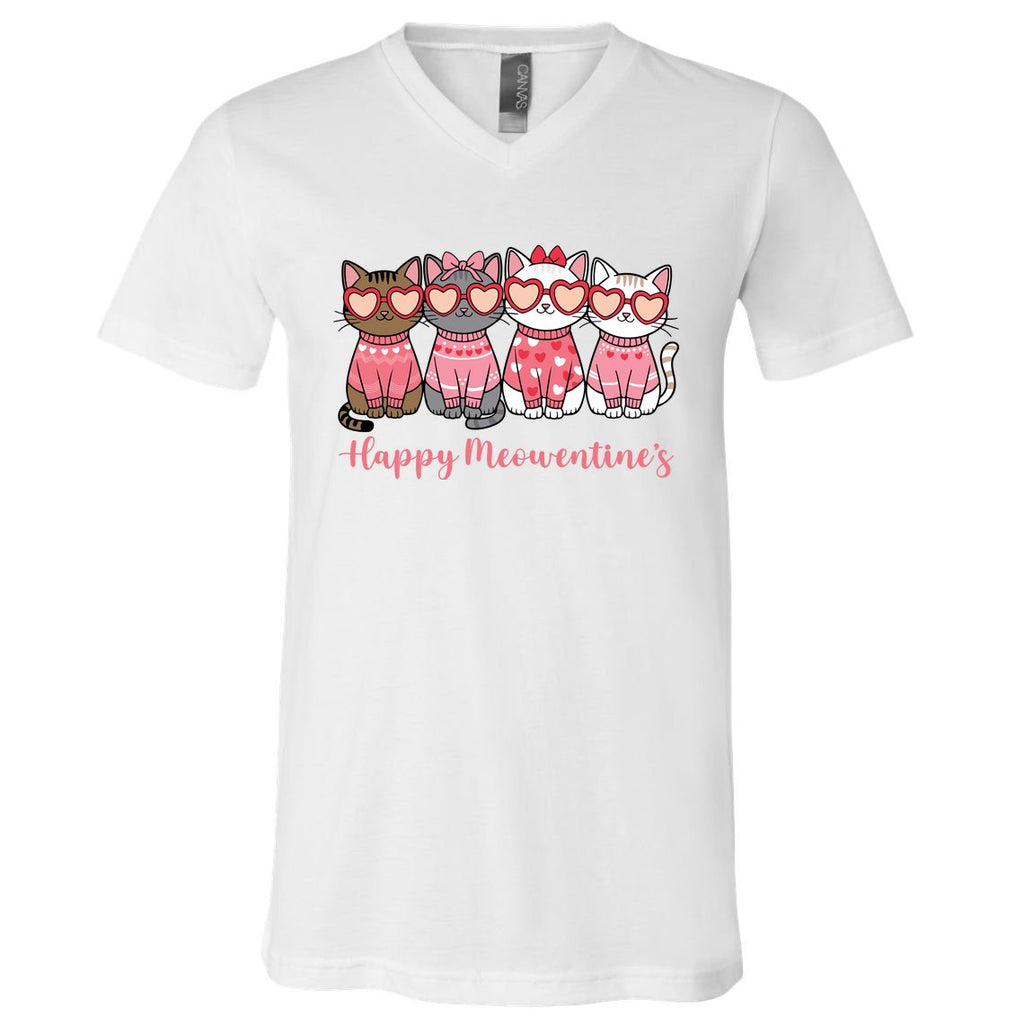 Happy MoewentineS Valentine Cat Funny Lover V-Neck T-Shirt