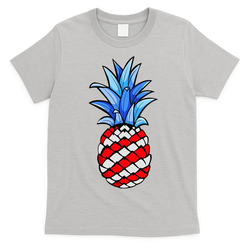 Hawaiian Pineapple American Flag 4th Of July Gift T-Shirt