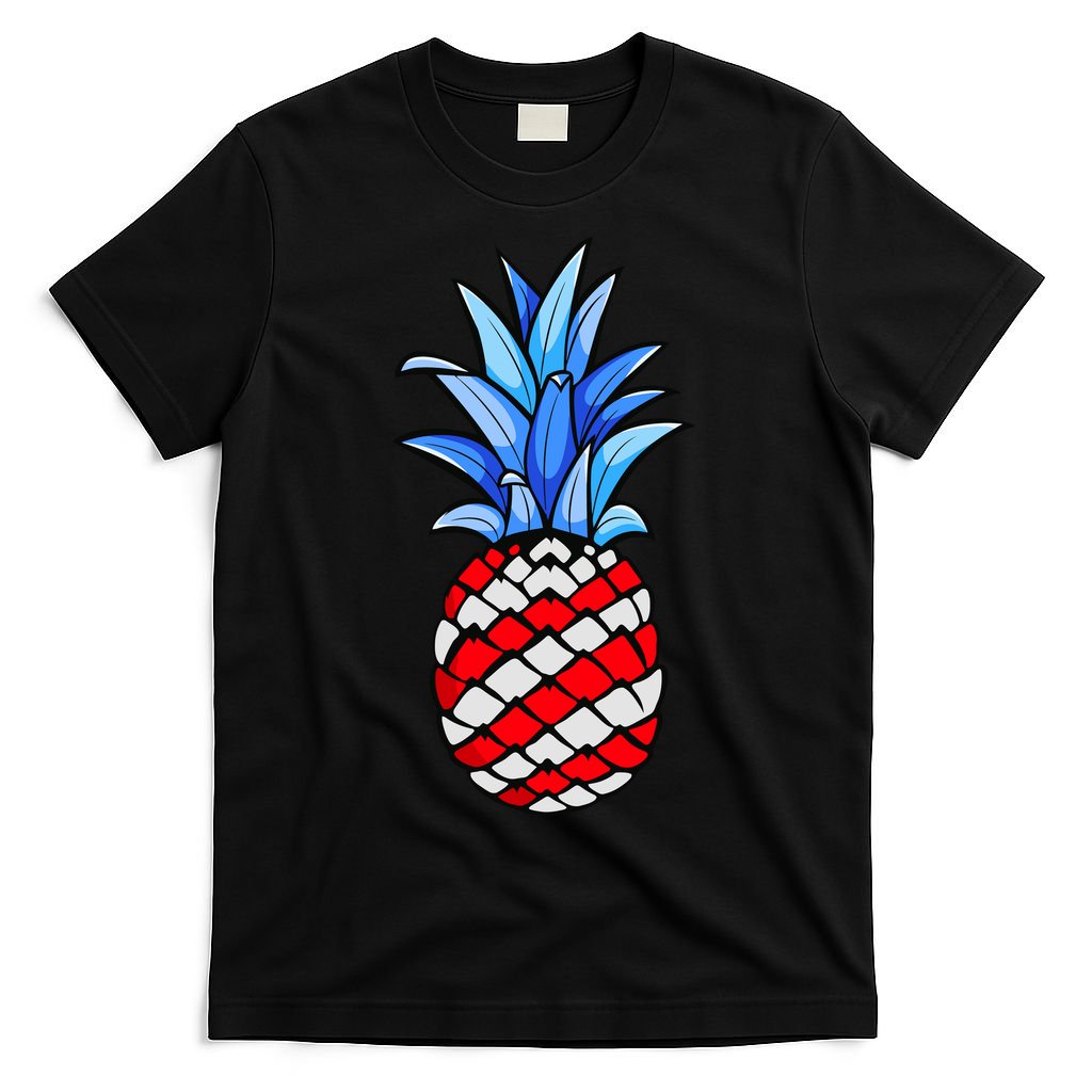 Hawaiian Pineapple American Flag 4th Of July Gift T-Shirt