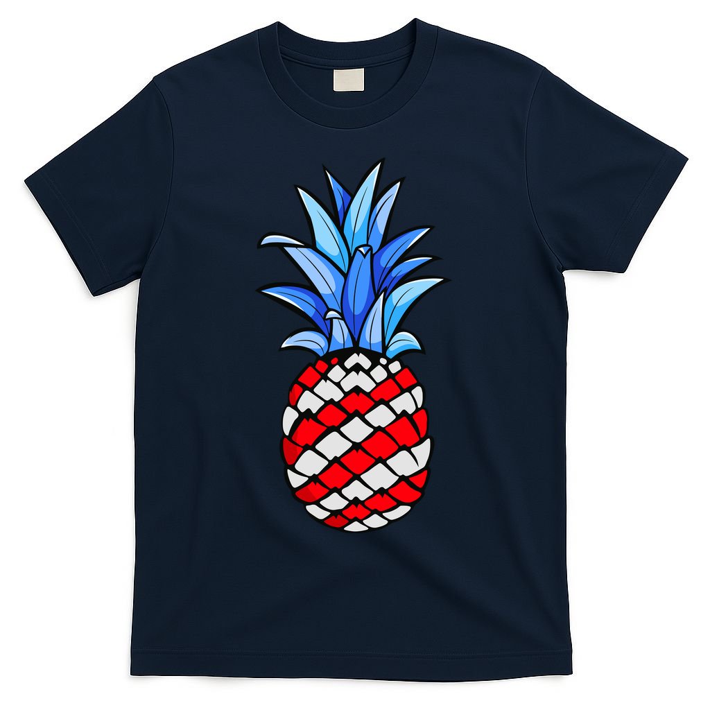 Hawaiian Pineapple American Flag 4th Of July Gift T-Shirt
