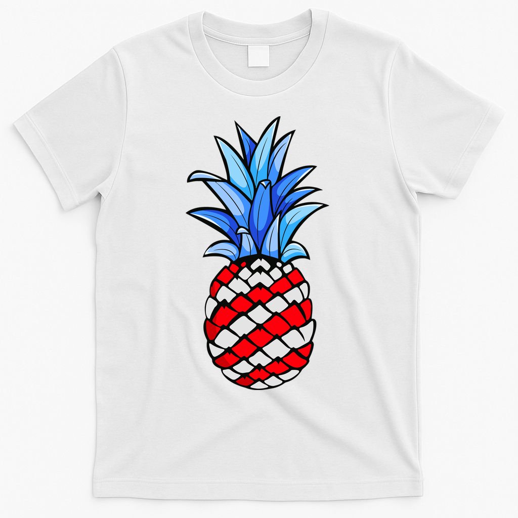 Hawaiian Pineapple American Flag 4th Of July Gift T-Shirt