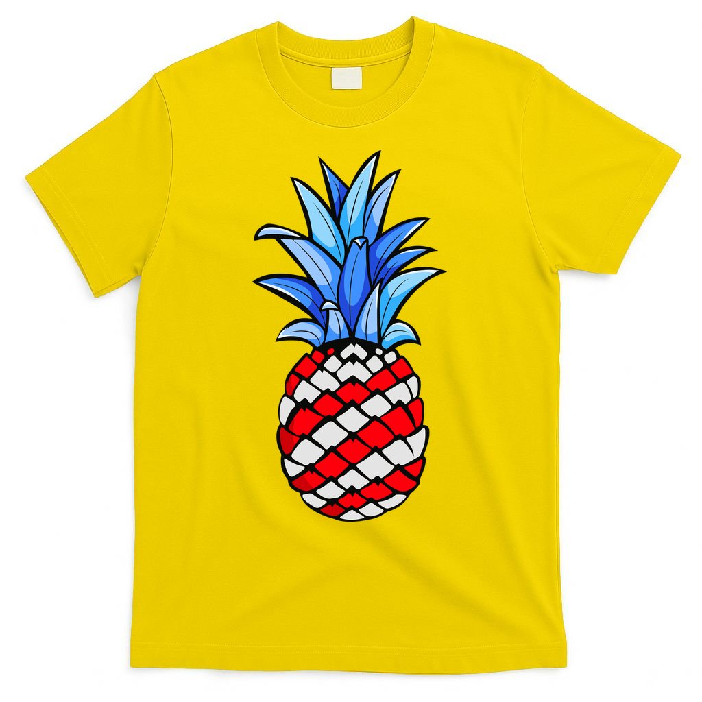 Hawaiian Pineapple American Flag 4th Of July Gift T-Shirt