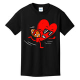Heart Playing American Football Valentines Day Sports Kids T-Shirt