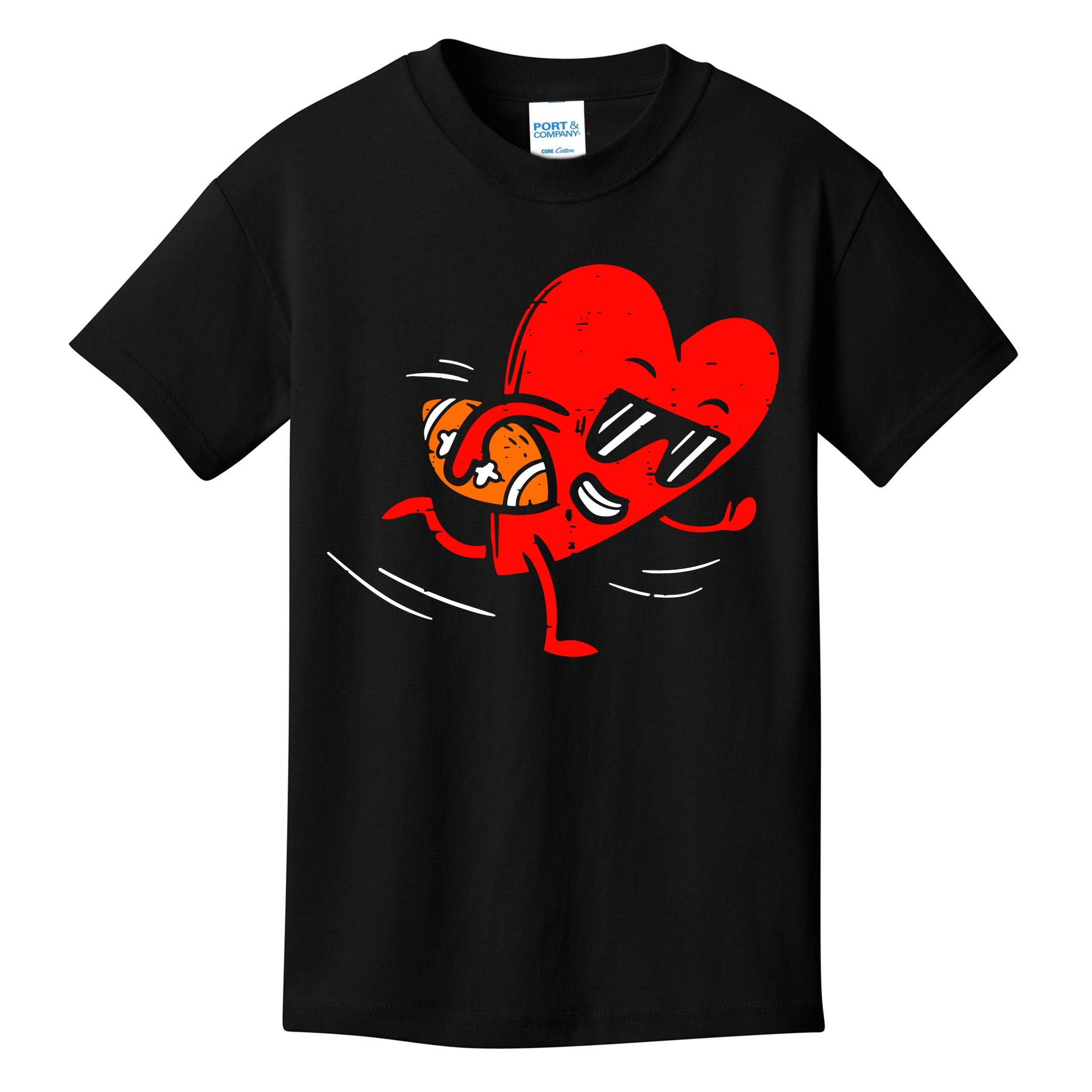 Heart Playing American Football Valentines Day Sports Kids T-Shirt