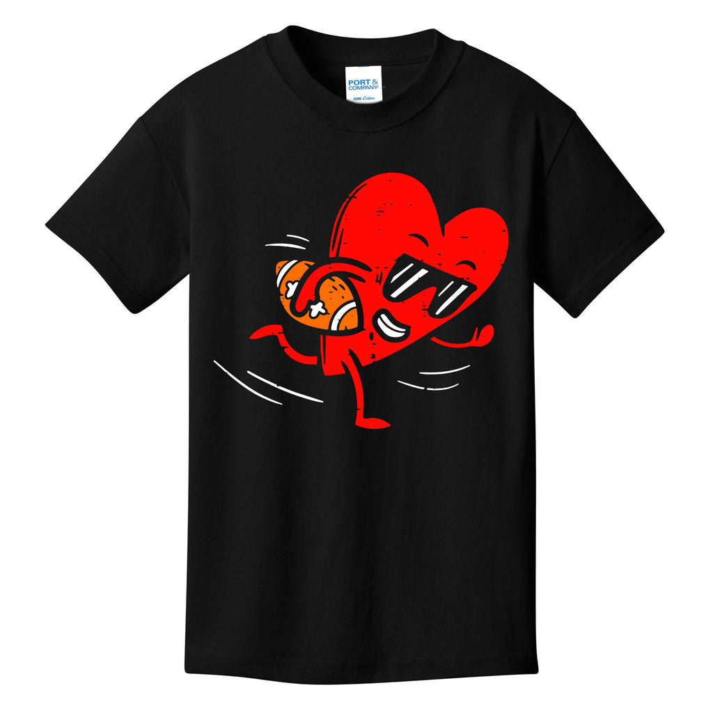 Heart Playing American Football Valentines Day Sports Kids T-Shirt