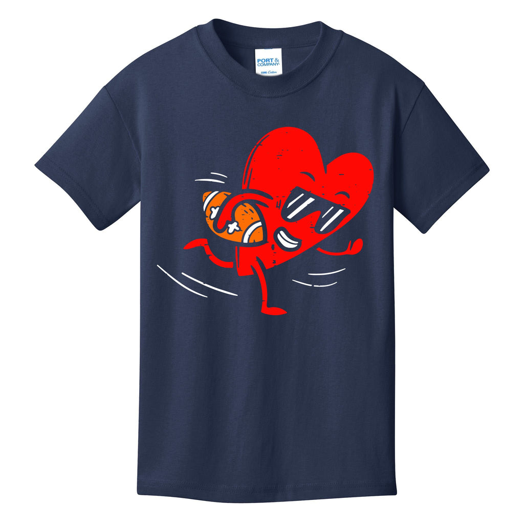 Heart Playing American Football Valentines Day Sports Kids T-Shirt