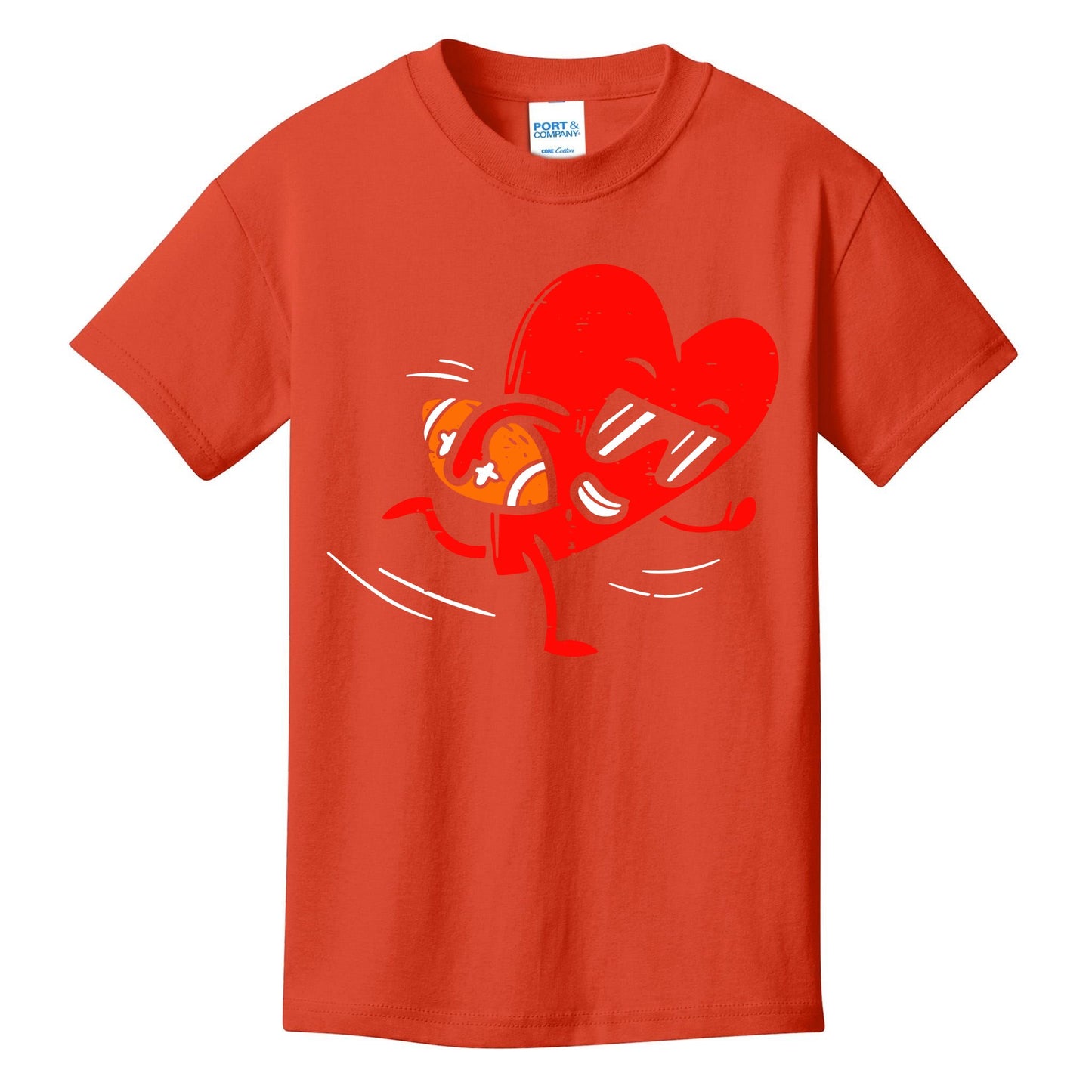 Heart Playing American Football Valentines Day Sports Kids T-Shirt