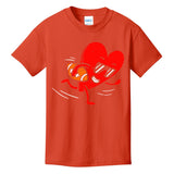 Heart Playing American Football Valentines Day Sports Kids T-Shirt