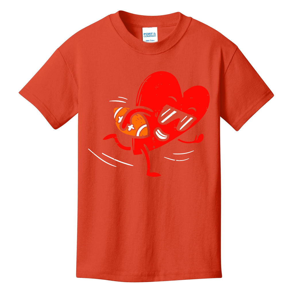 Heart Playing American Football Valentines Day Sports Kids T-Shirt