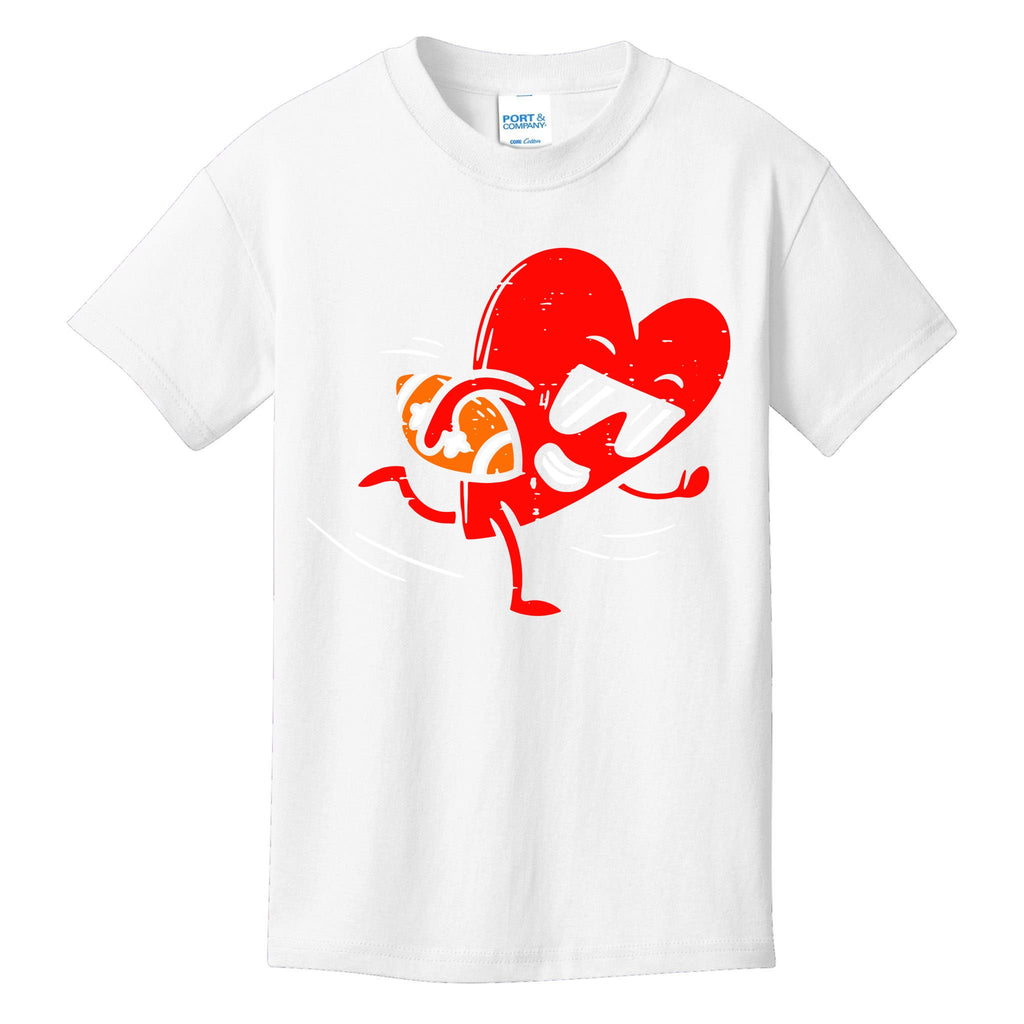 Heart Playing American Football Valentines Day Sports Kids T-Shirt