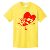 Heart Playing American Football Valentines Day Sports Kids T-Shirt