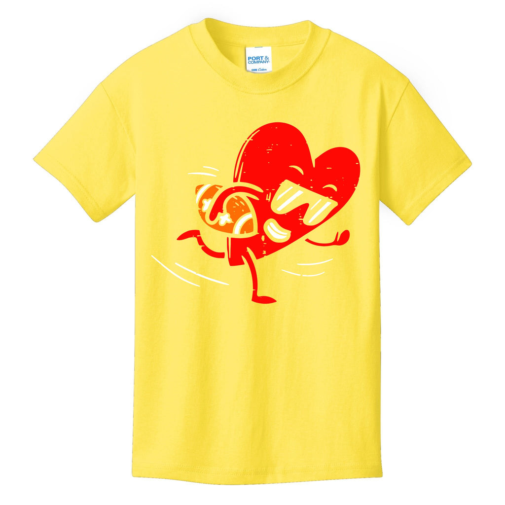 Heart Playing American Football Valentines Day Sports Kids T-Shirt