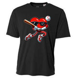 Heart Playing Baseball Funny Valentines Day Cooling Performance Crew T-Shirt