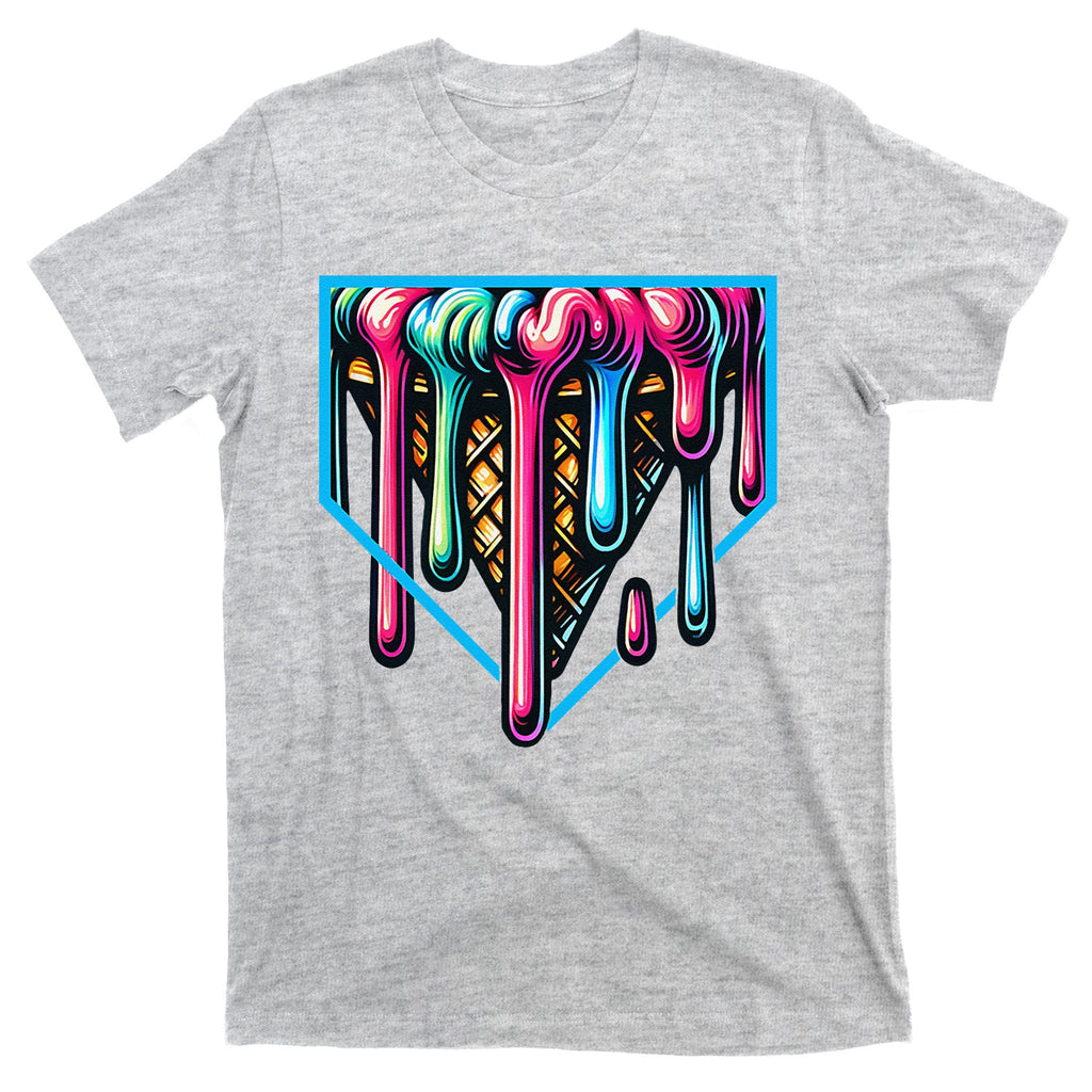 Home Plate Drip Ice Cream Softball & Baseball T-Shirt