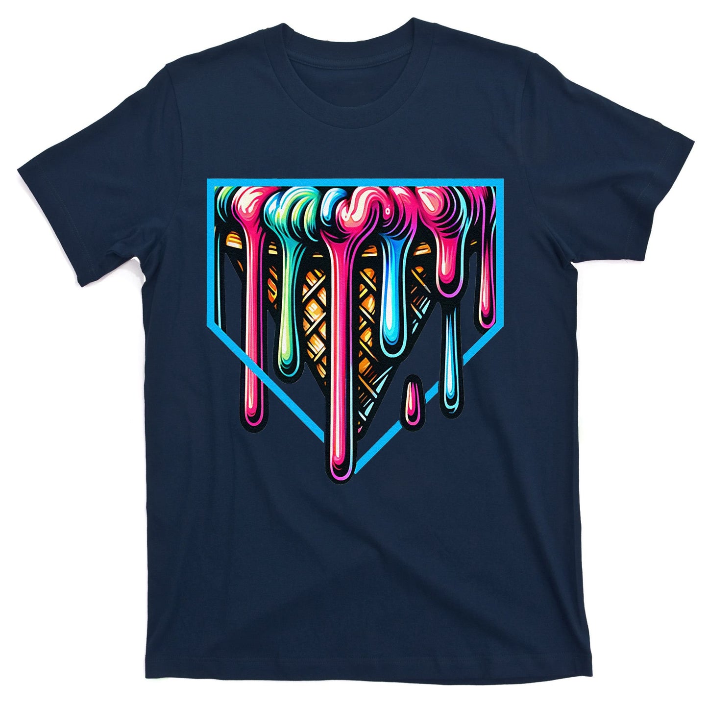 Home Plate Drip Ice Cream Softball & Baseball T-Shirt