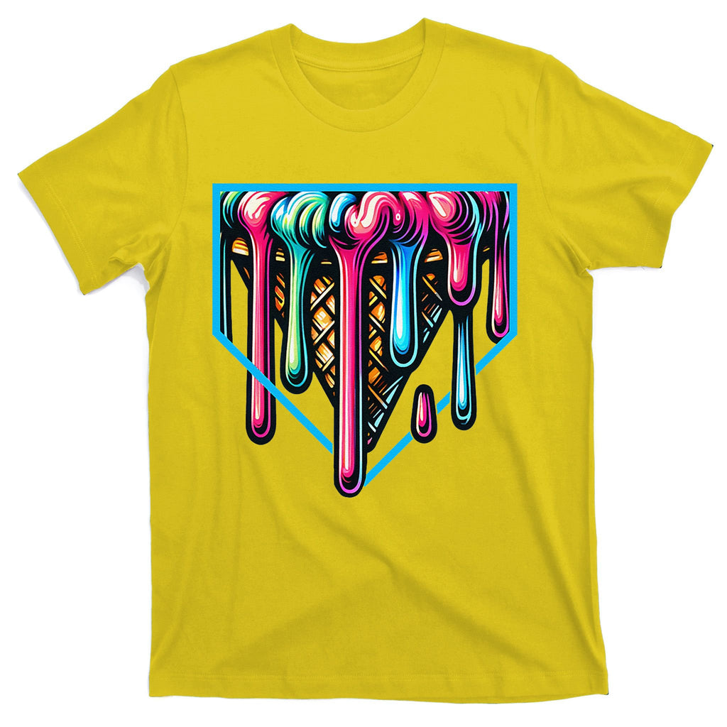 Home Plate Drip Ice Cream Softball & Baseball T-Shirt