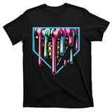 Home Plate Ice Cream Softball Baseball Melting Drip T-Shirt