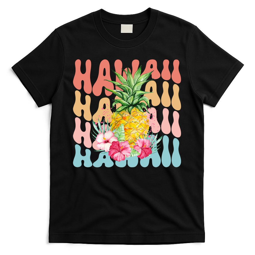 Hawaii Pineapple Summer Groovy Retro T-Shirt
