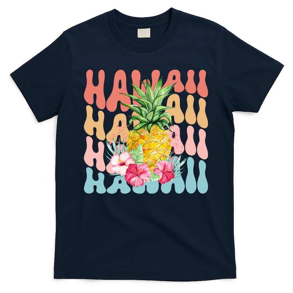 Hawaii Pineapple Summer Groovy Retro T-Shirt