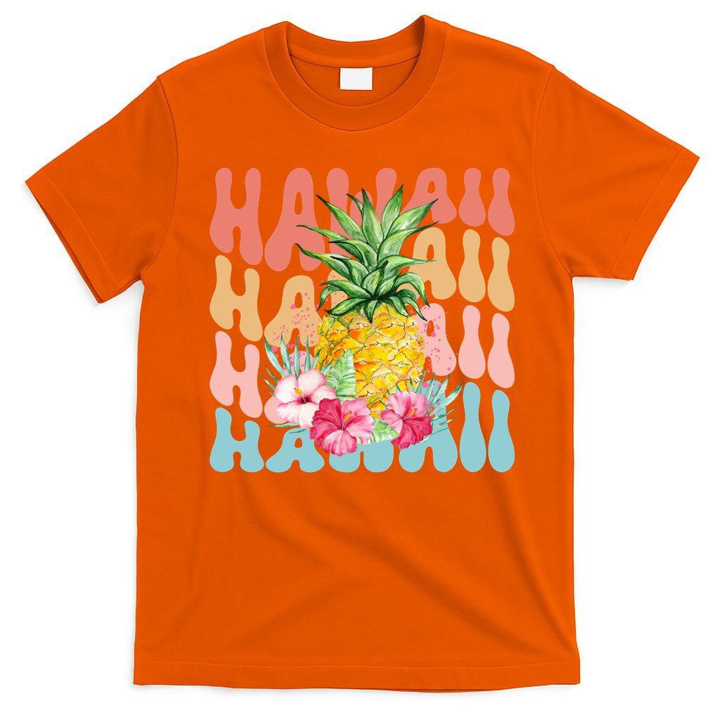 Hawaii Pineapple Summer Groovy Retro T-Shirt