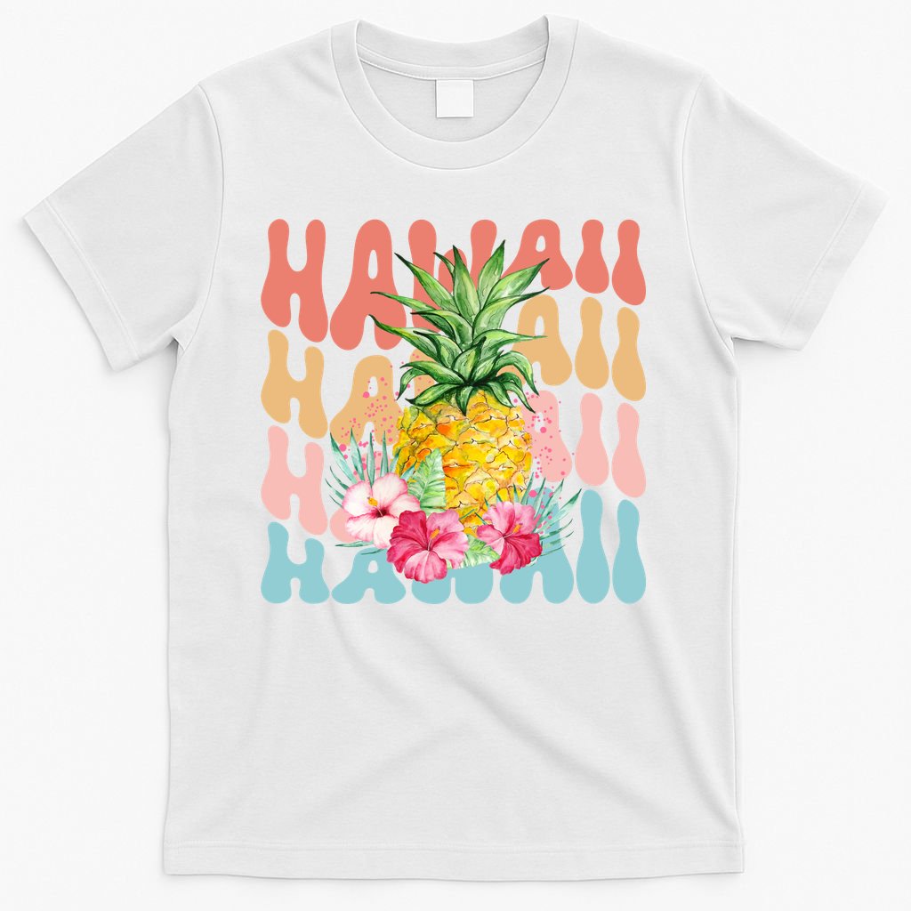 Hawaii Pineapple Summer Groovy Retro T-Shirt