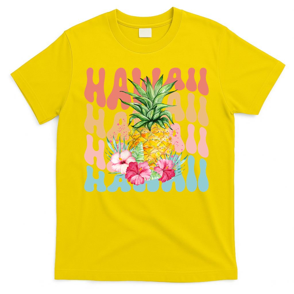 Hawaii Pineapple Summer Groovy Retro T-Shirt