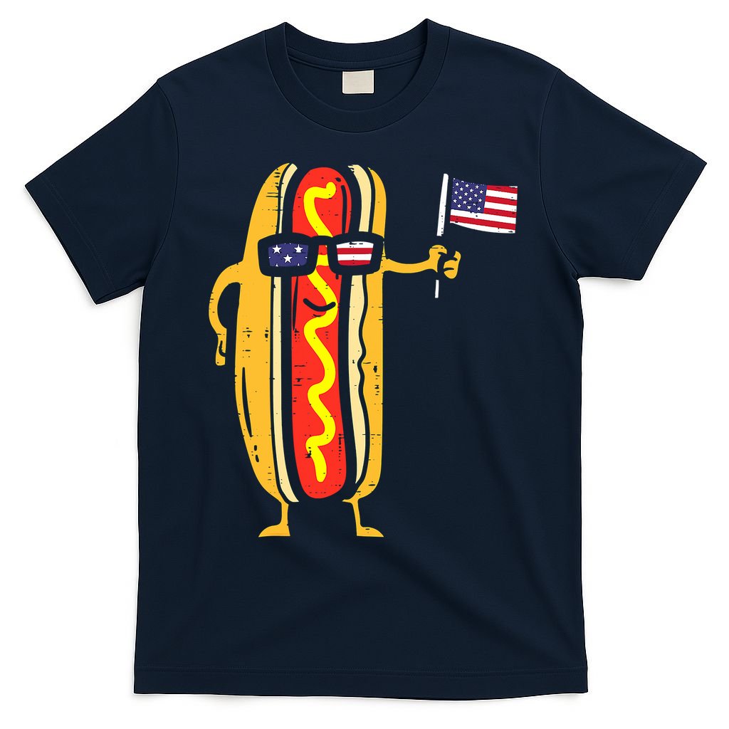 Hotdog Sunglasses American Flag USA Funny 4th Of July Fourth T-Shirt