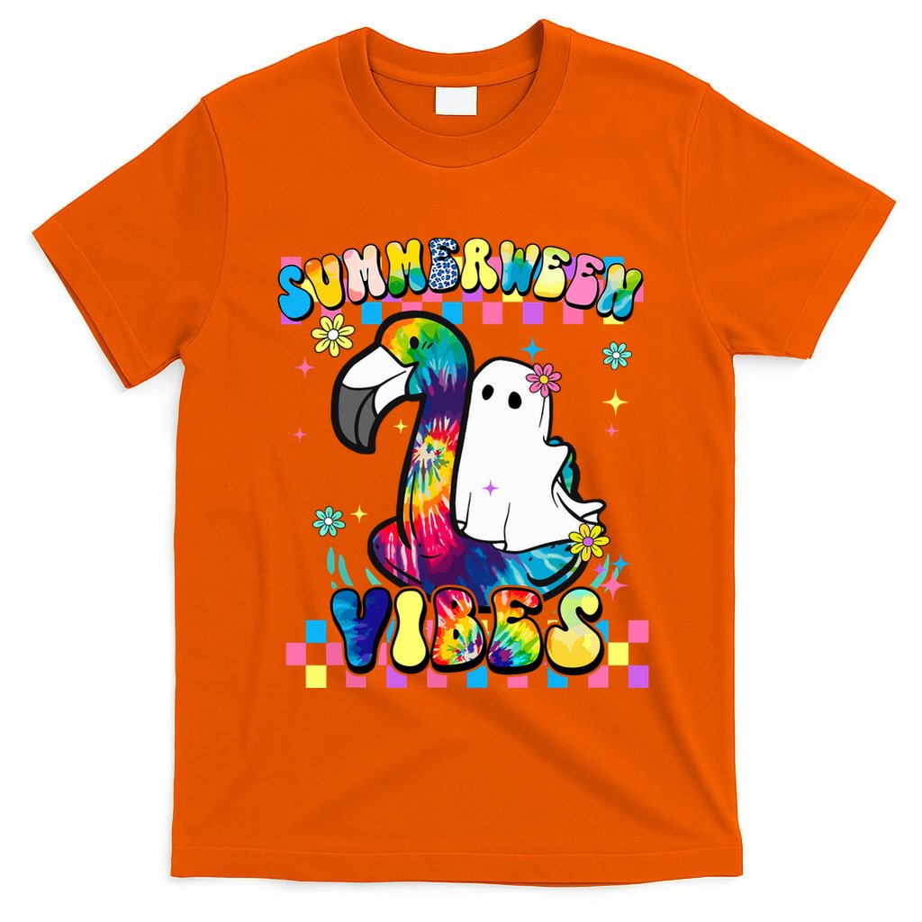 Halloween Summerween Ghost On A Pool Funny Spooky Summer T-Shirt