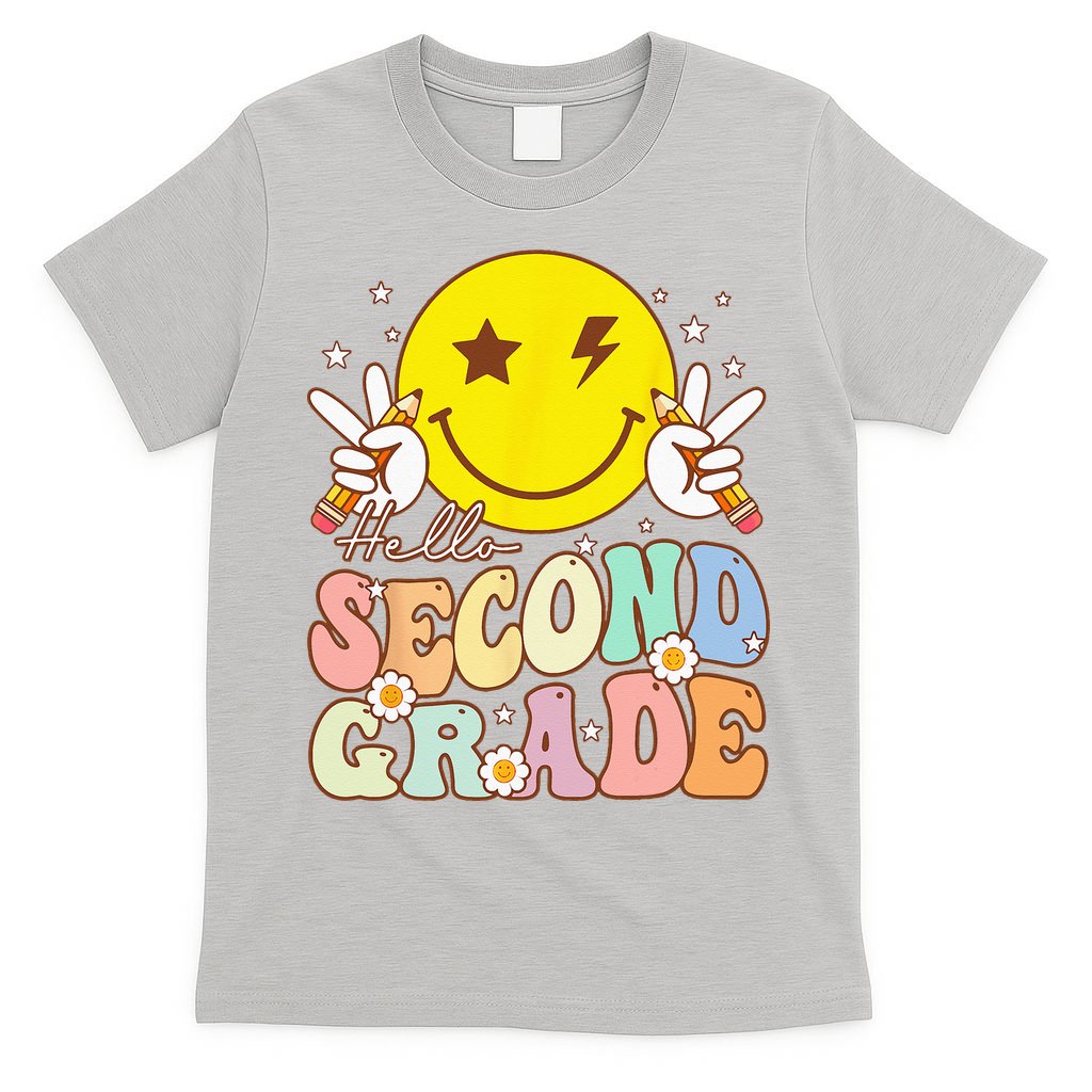 Hello Second Grade Funny Smile Face 2nd Grade Back To School T-Shirt
