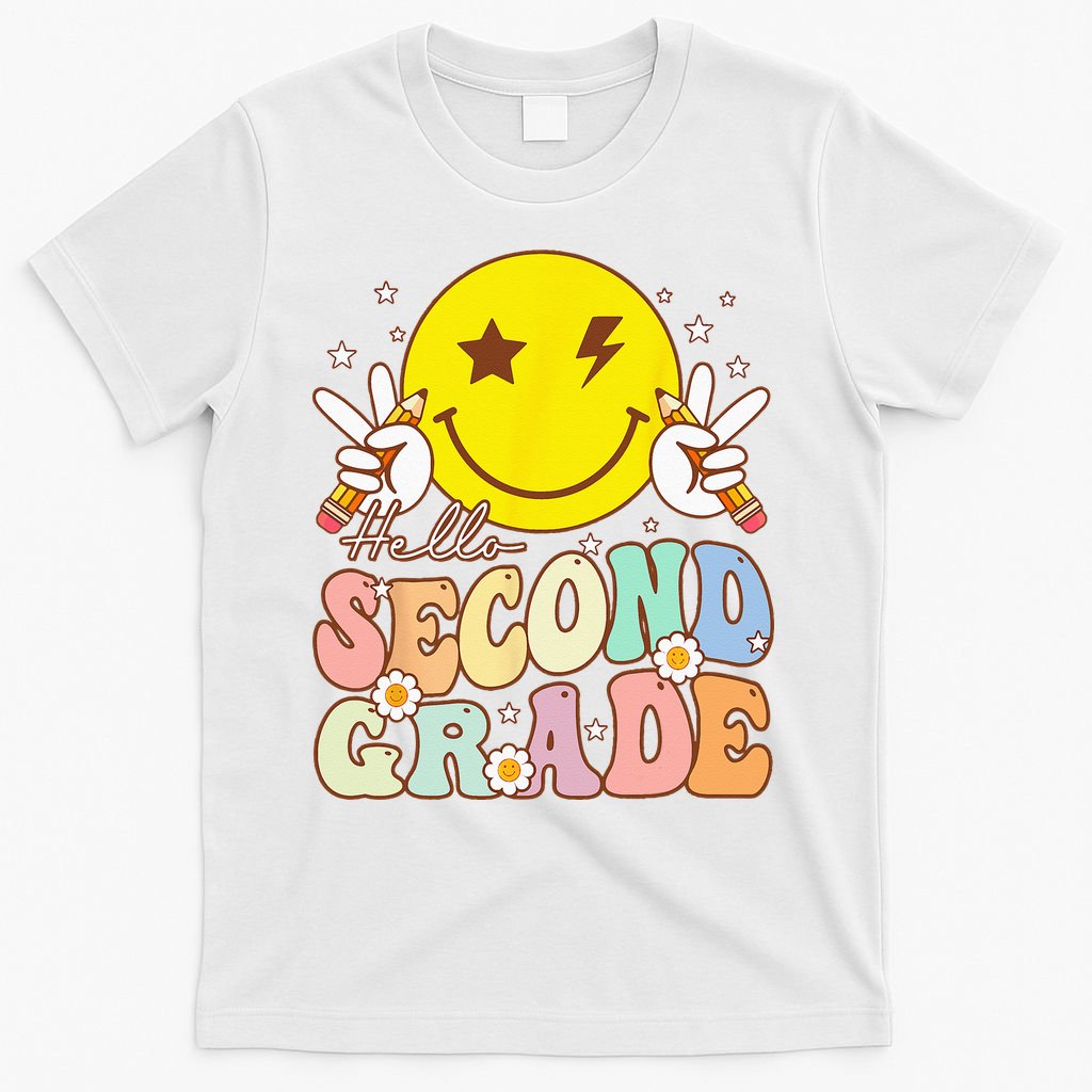 Hello Second Grade Funny Smile Face 2nd Grade Back To School T-Shirt