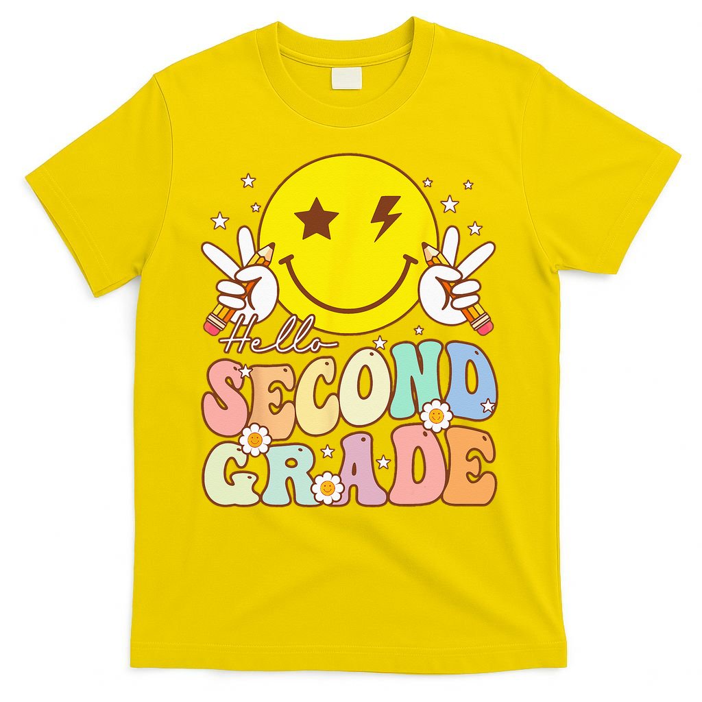 Hello Second Grade Funny Smile Face 2nd Grade Back To School T-Shirt