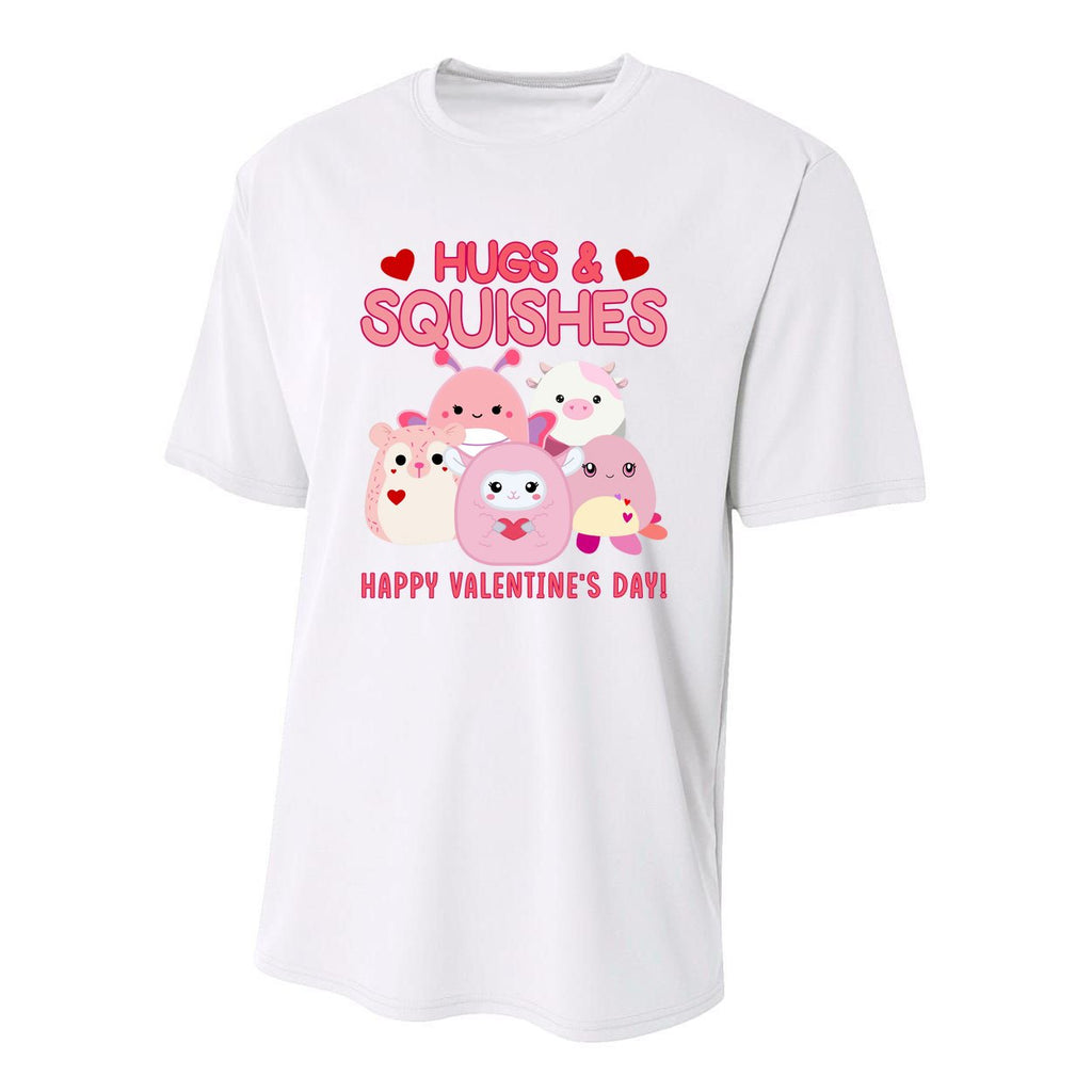 Hugs & Squishes Happy ValentineS Day Cute Squish!Mallow Valentine Youth Performance Sprint T-Shirt