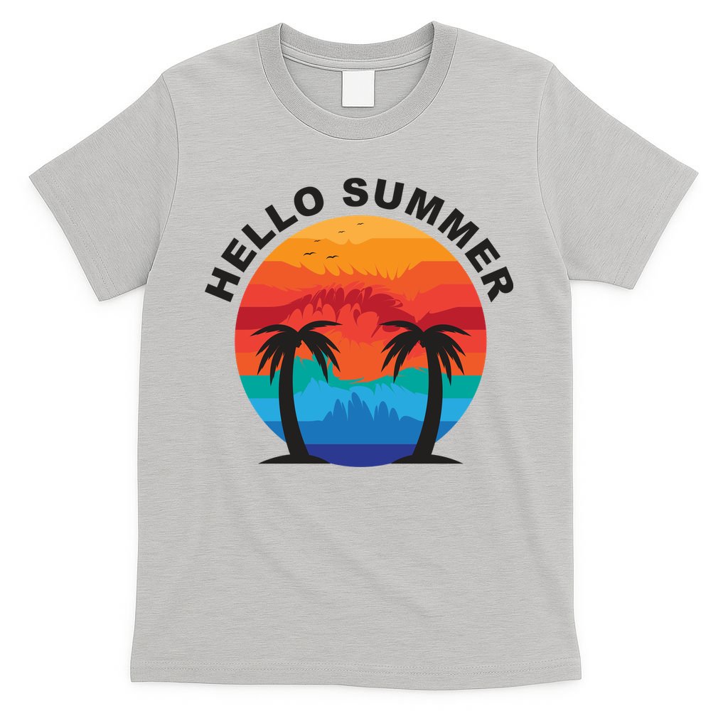 Hello Summer Tropical Sunset Beach T-Shirt
