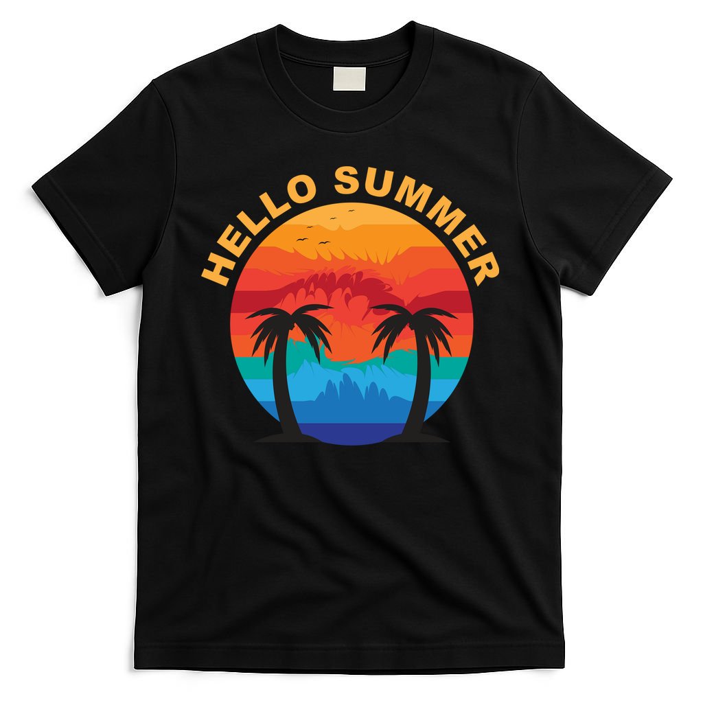 Hello Summer Tropical Sunset Beach T-Shirt