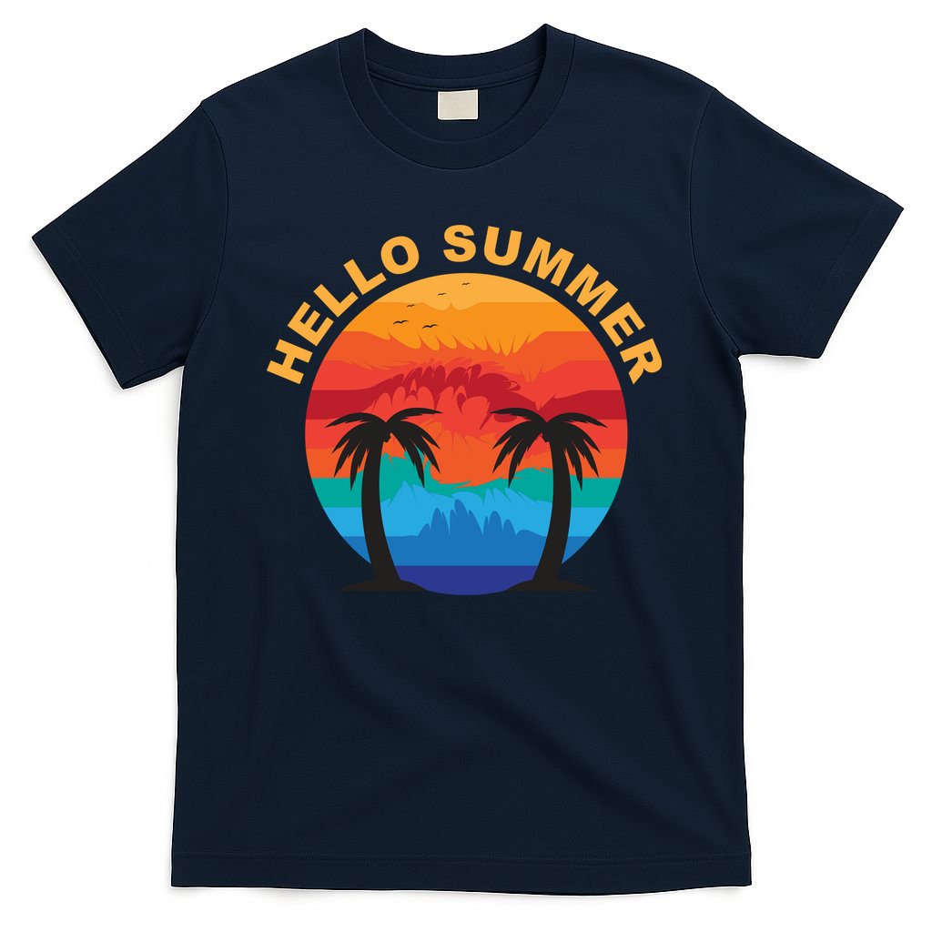 Hello Summer Tropical Sunset Beach T-Shirt