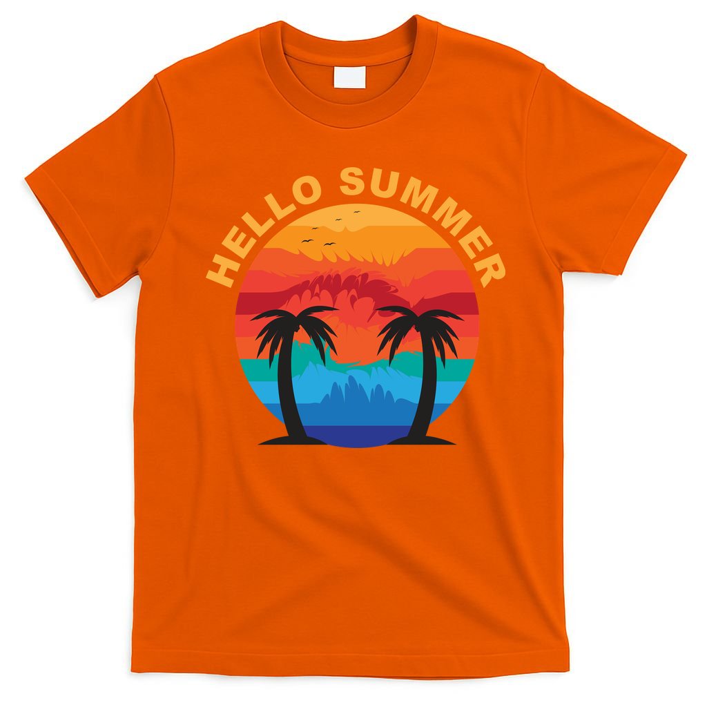 Hello Summer Tropical Sunset Beach T-Shirt