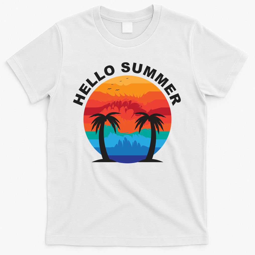 Hello Summer Tropical Sunset Beach T-Shirt