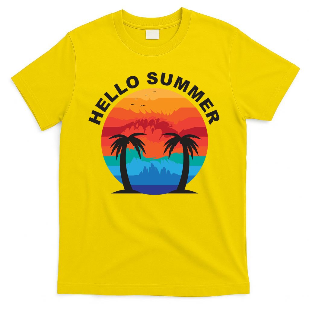 Hello Summer Tropical Sunset Beach T-Shirt