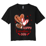 Happy Valentines Day Sports Lover Heart Gift Women's Crop Top Tee