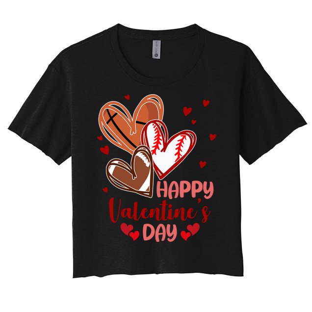 Happy Valentines Day Sports Lover Heart Gift Women's Crop Top Tee