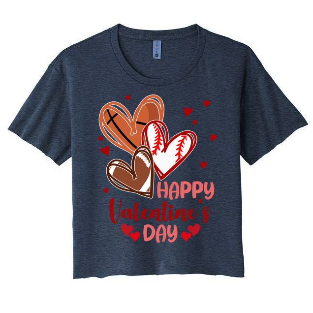 Happy Valentines Day Sports Lover Heart Gift Women's Crop Top Tee
