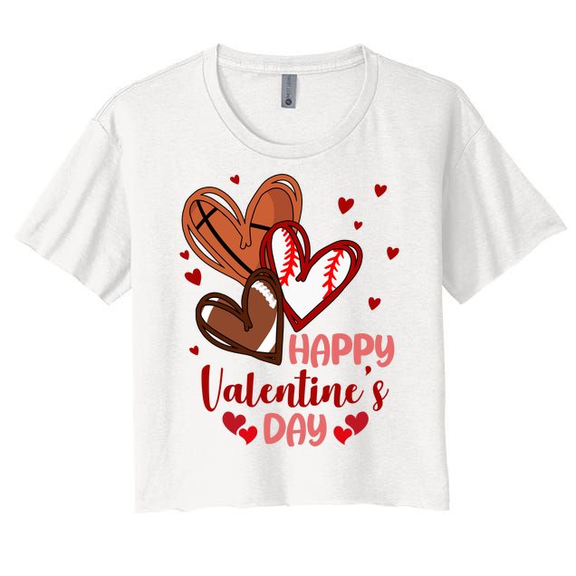 Happy Valentines Day Sports Lover Heart Gift Women's Crop Top Tee