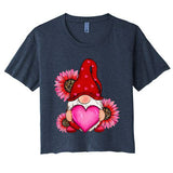 Happy ValentineS Day Gnome With Leopard Sunflower Valentine Women's Crop Top Tee